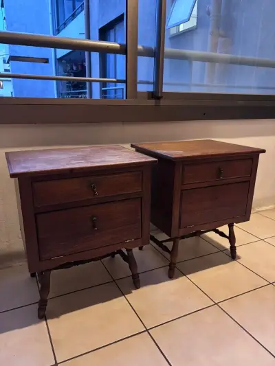 Veladores de madera vintage estilo colonial americ - miniatura 2