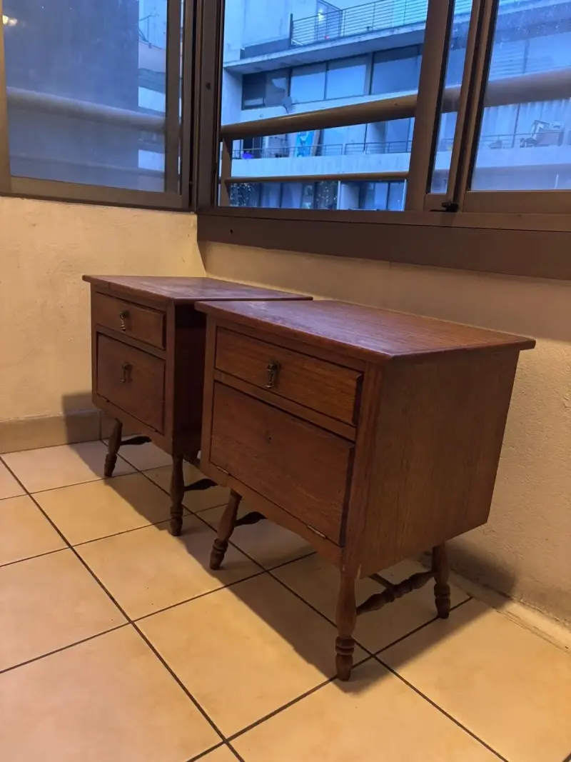Veladores de madera vintage estilo colonial americ - 3