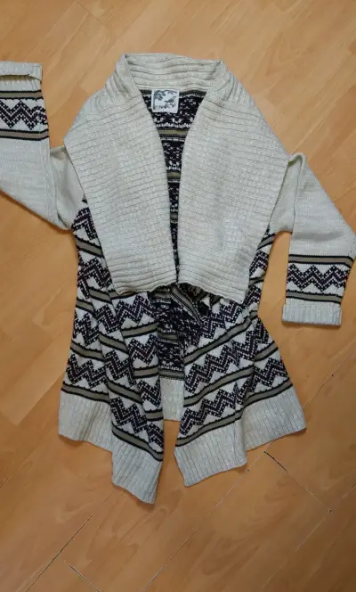 Cardigan beige con patrón étnico - miniatura 1
