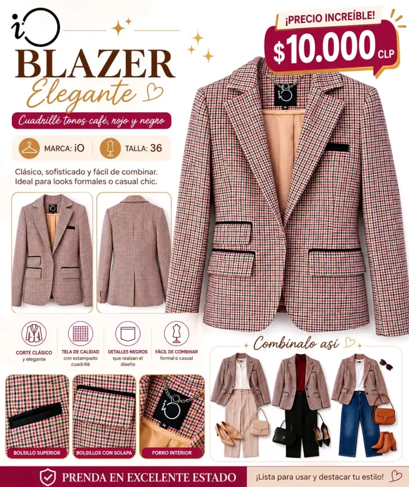 Blazer elegante cuadriculado
