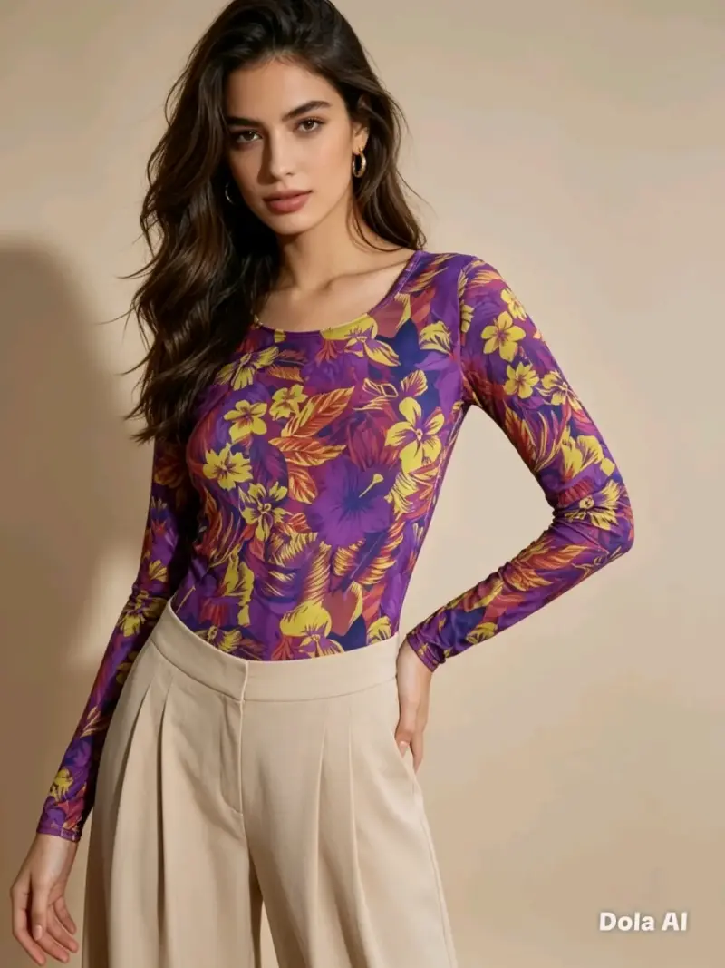 Body floral manga larga - 1
