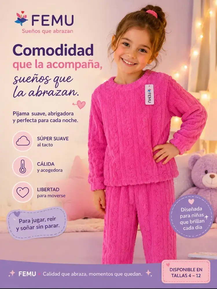 Pijama rosa para niña FEMU - 1