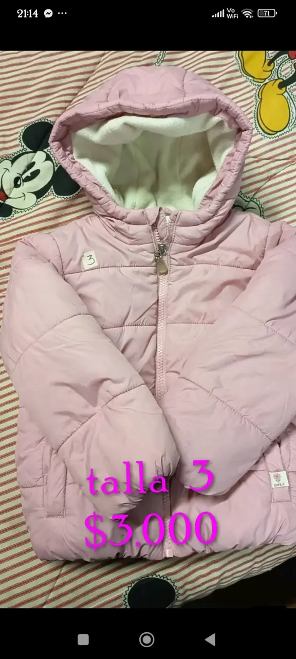 Chaqueta rosada talla 3
