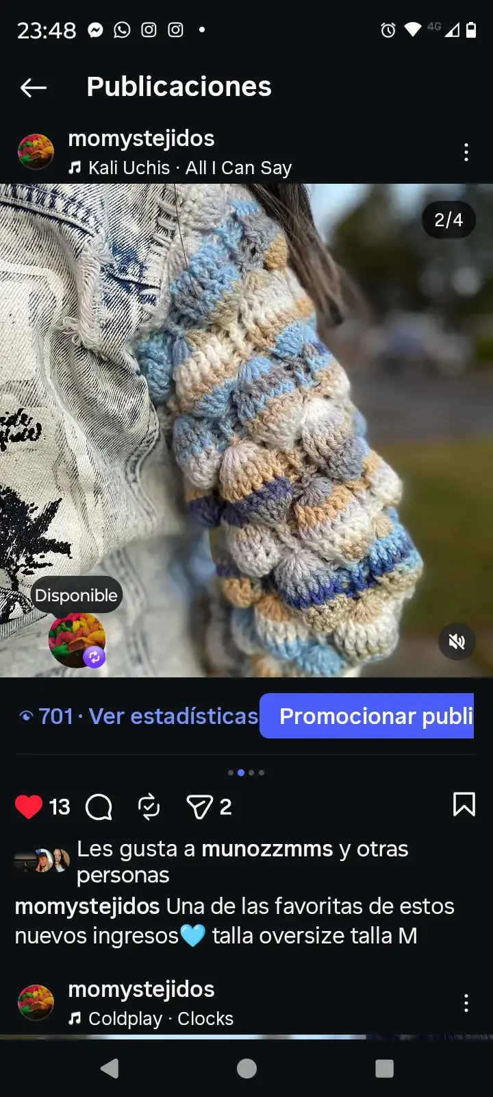 Chaqueta de jeans intervenida en las mangas tejida - 1
