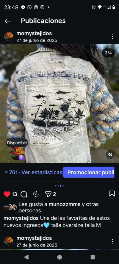 Chaqueta de jeans intervenida en las mangas tejida - miniatura 2