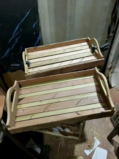 Bandejas rústicas de madera - miniatura 1