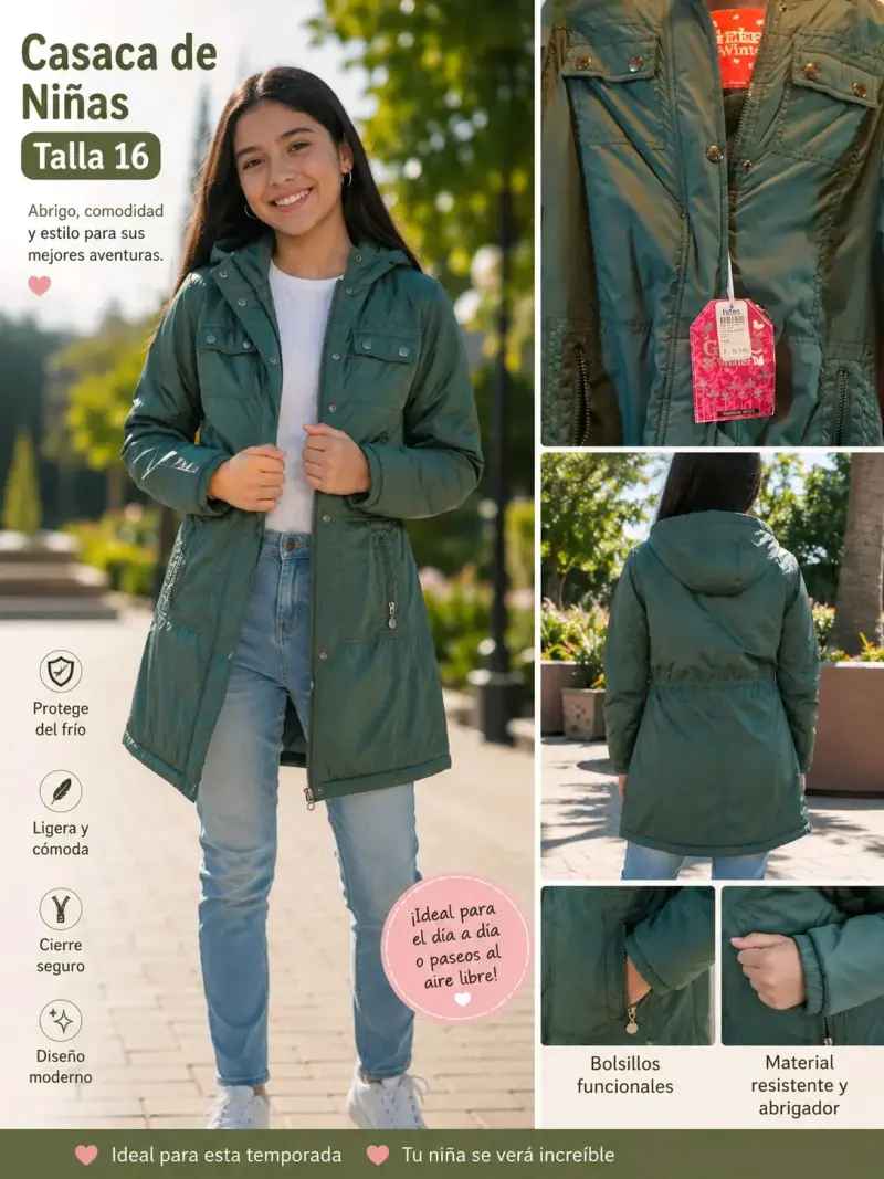 Casaca verde niña talla 16 - 1