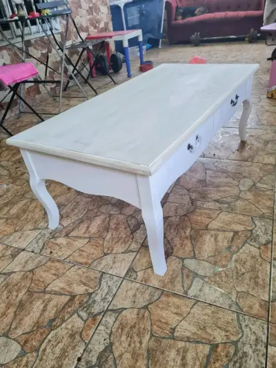 Mesa de centro blanca con cajones - miniatura 1