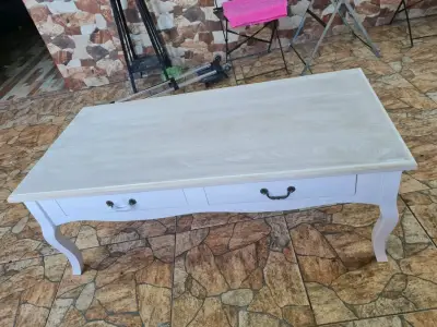 Mesa de centro blanca con cajones - miniatura 3