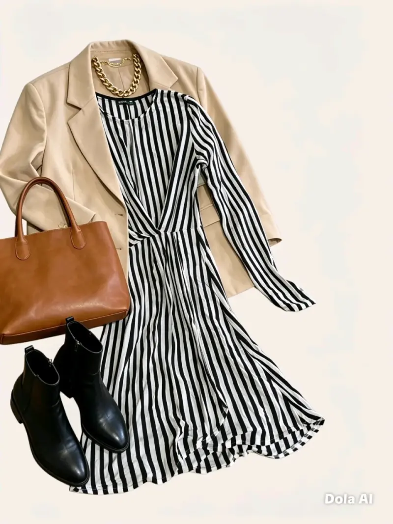 Vestido a rayas blanco y negro - 1
