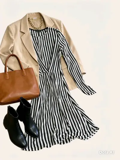 Vestido a rayas blanco y negro - miniatura 1