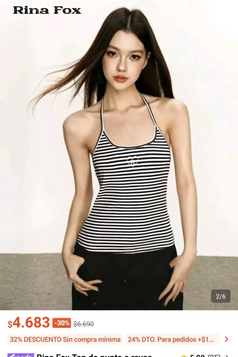 Polera rayada con tirantes - 4