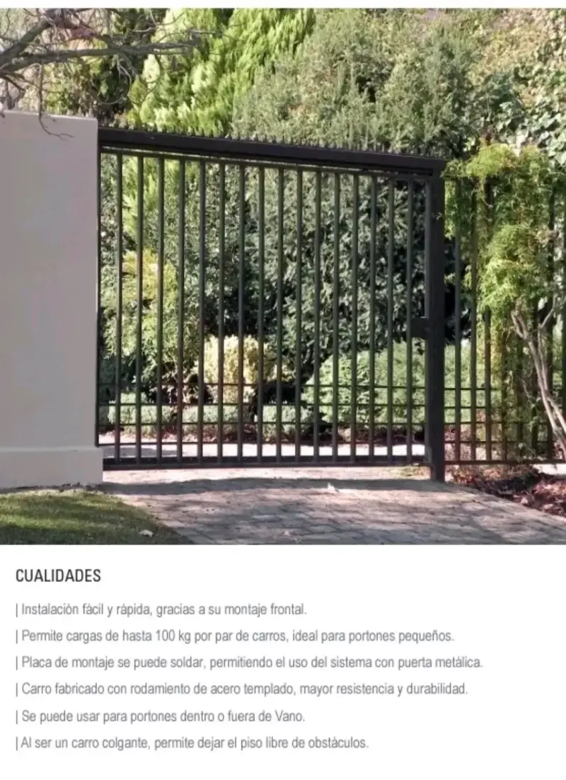 Sistema Herraje Corredera Riel Portón Puerta D-100 - 3