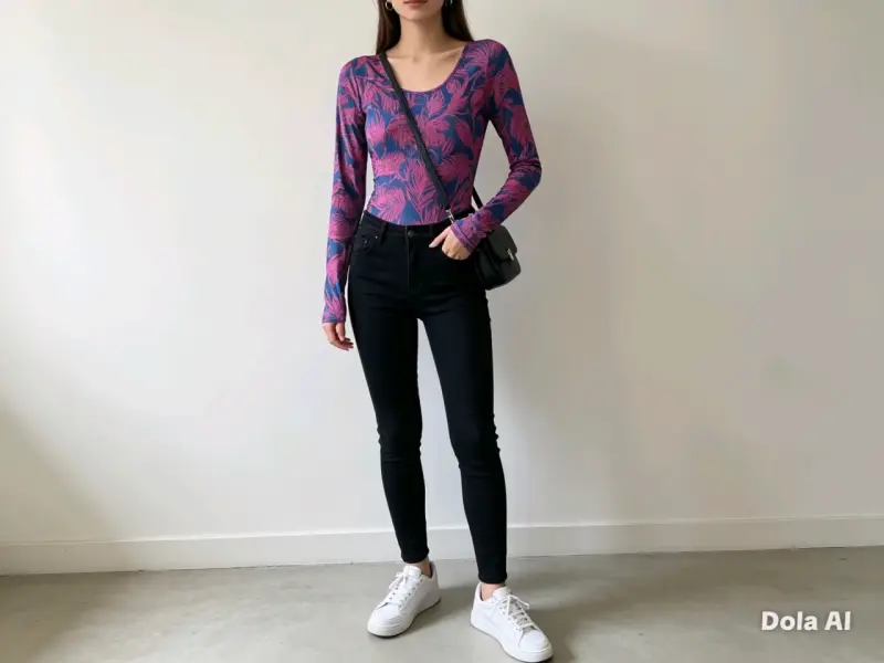 Body rosa con estampado hojas - 1