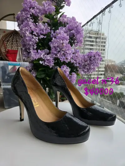 Zapatos de taco medio negros - miniatura 6