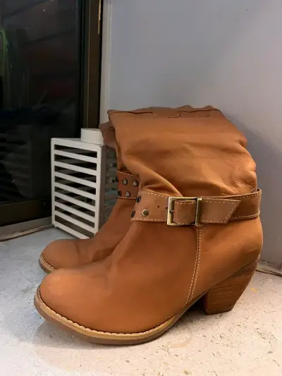 Botines de cuero marrón - miniatura 1