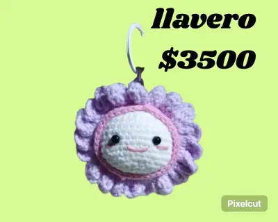 Llavero flor tejido a mano - miniatura 2