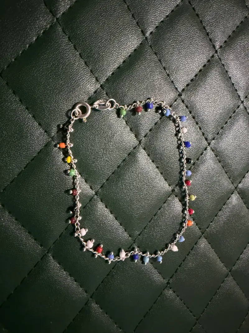 Pulsera de plata con colgantes coloridos - 4