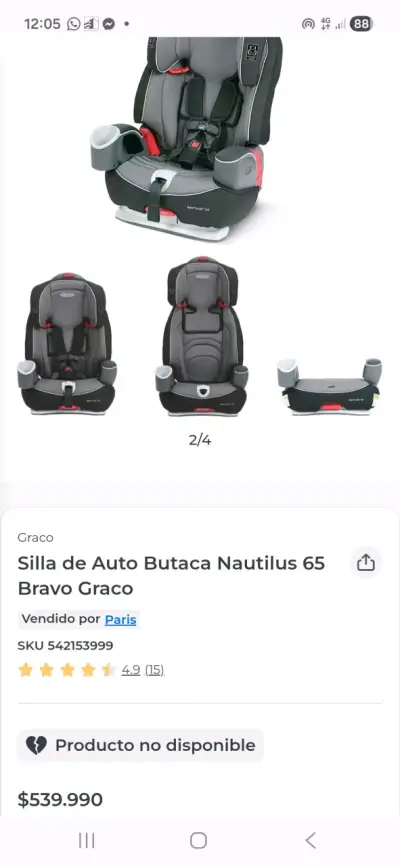 Silla de auto infantil Graco - miniatura 4