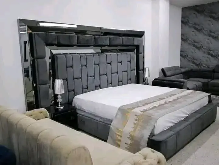 Cama matrimonial moderna gris - 1