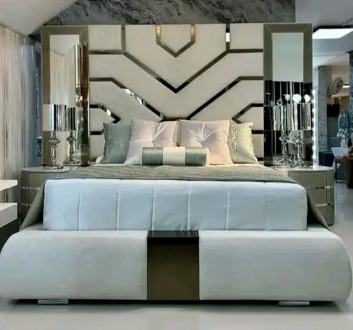 Cama matrimonial moderna gris - 3