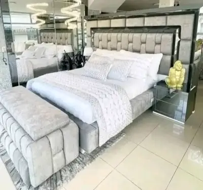 Cama matrimonial moderna gris - miniatura 4