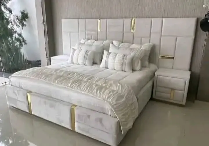 Cama matrimonial moderna gris - 6