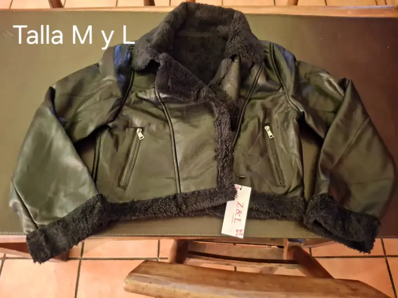 Chaqueta de cuero negro con forro - 2