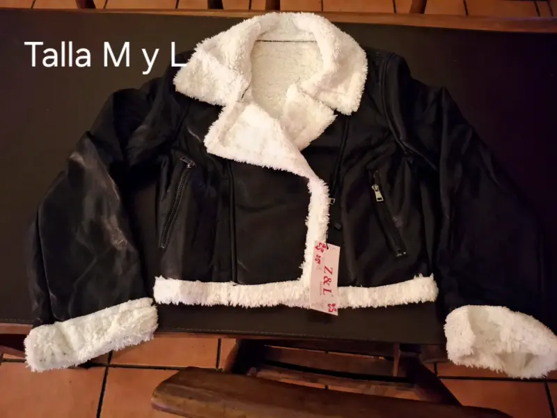 Chaqueta de cuero negro con forro - 3