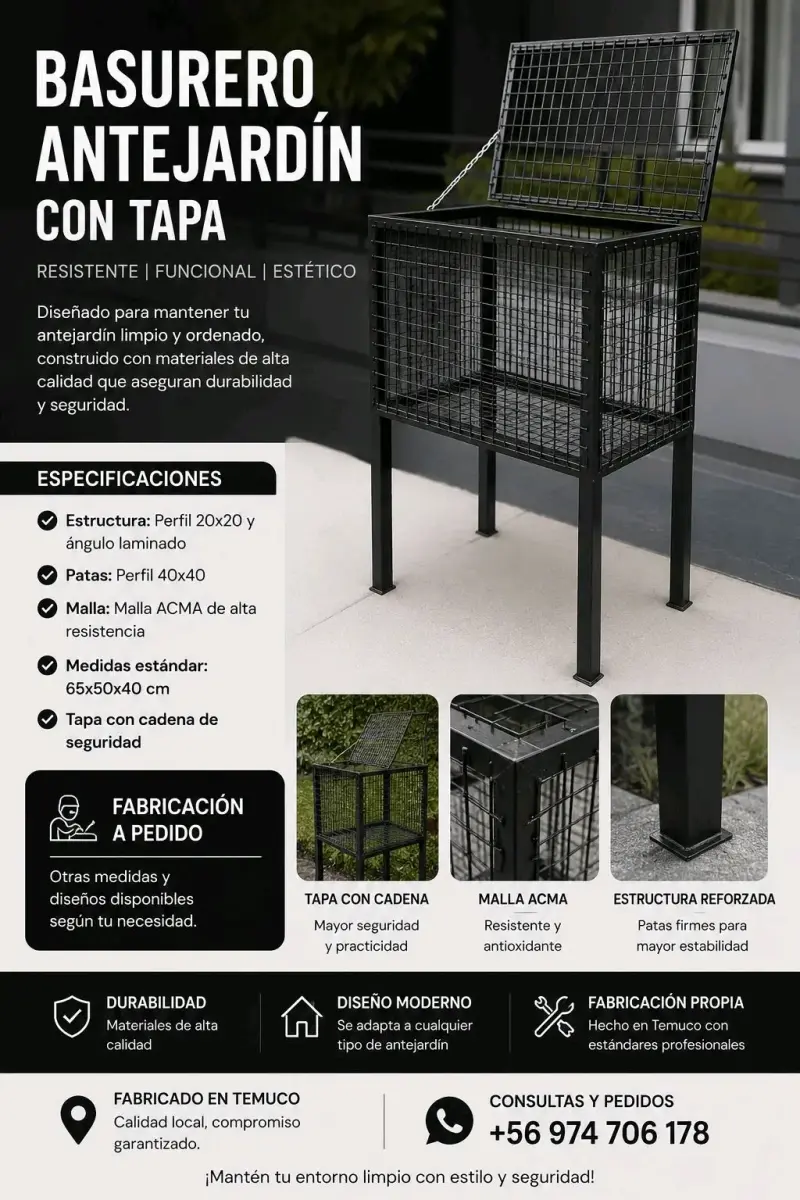Basurero antejardín con tapa