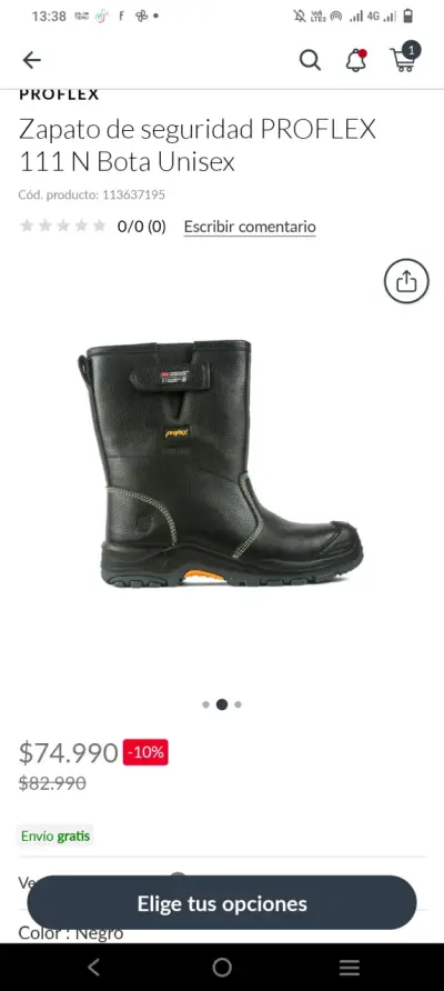 Bota de seguridad negra Proflex(nro 40) - miniatura 1