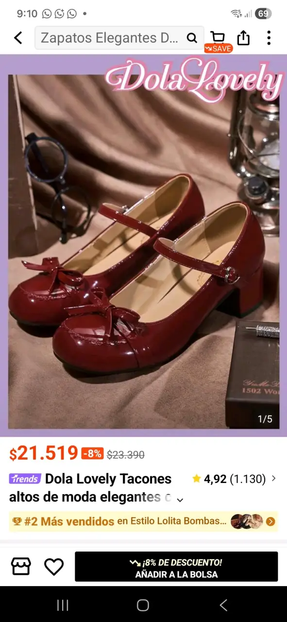 Tacones burdeos con lazo Dola Lovely - 2
