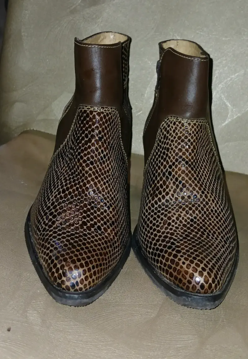 Botines cuero nacional reptil marrón - 1