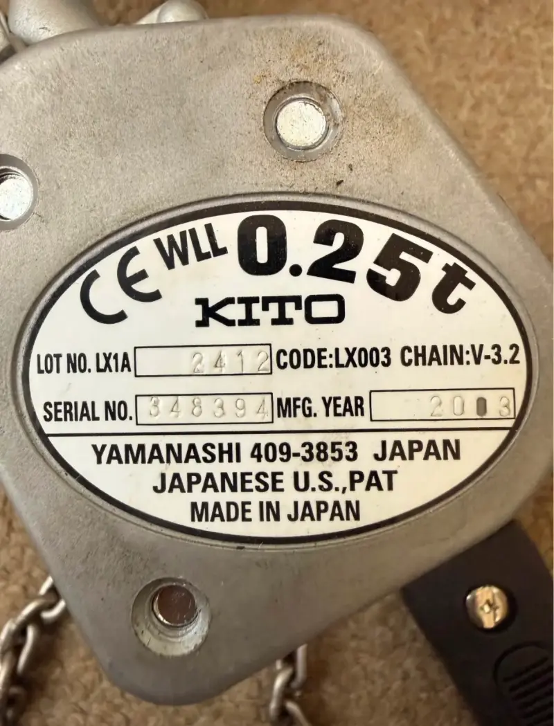 Polipasto manual Kito 250kg japonés - 2