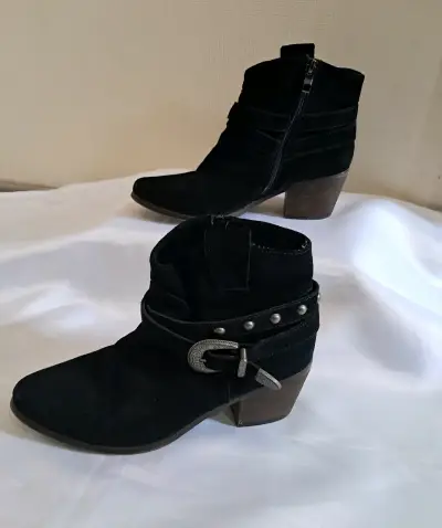 Botines de tacón negro gamuza - miniatura 4