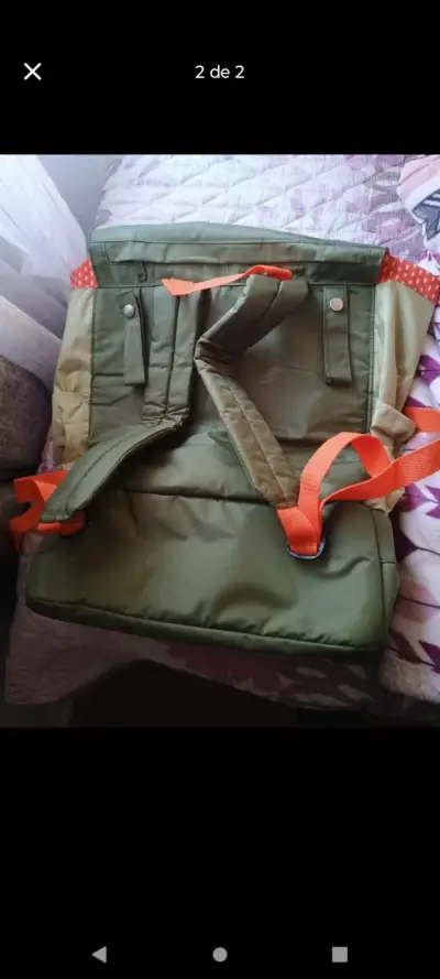 Mochila verde y beige camping - miniatura 2