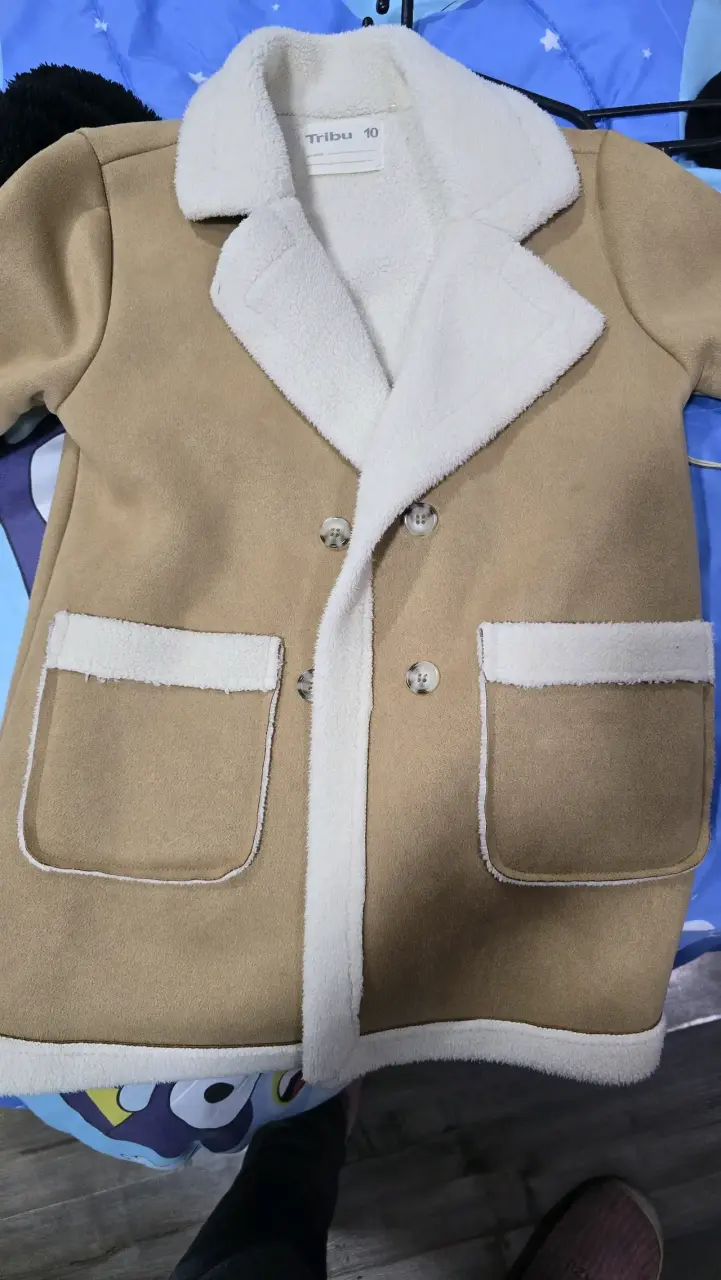 Abrigo infantil beige con forro polar - 1