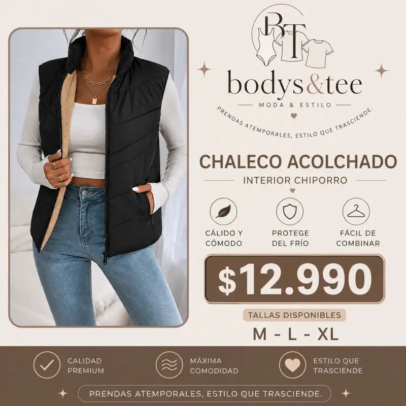 Chaleco acolchado mujer negro