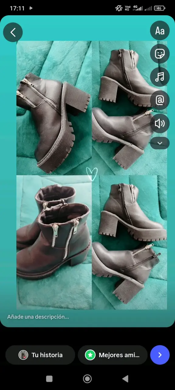 Botines de cuero negro con cierre