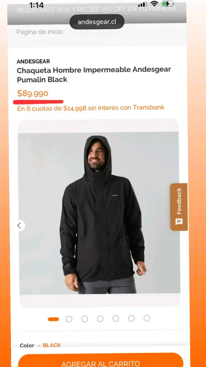 Chaqueta impermeable negra hombre - 1