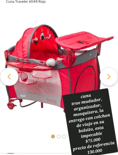 Cuna viajera roja Bebesit - miniatura 3