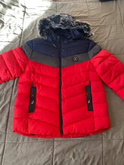 Parka roja con capucha de piel - miniatura 2
