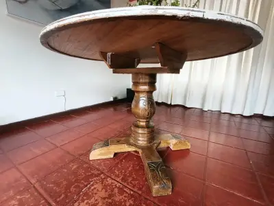 Mesa redonda de madera vintage - miniatura 3