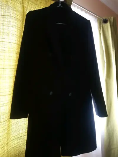 Abrigo negro elegante de tope, talla xs - miniatura 1