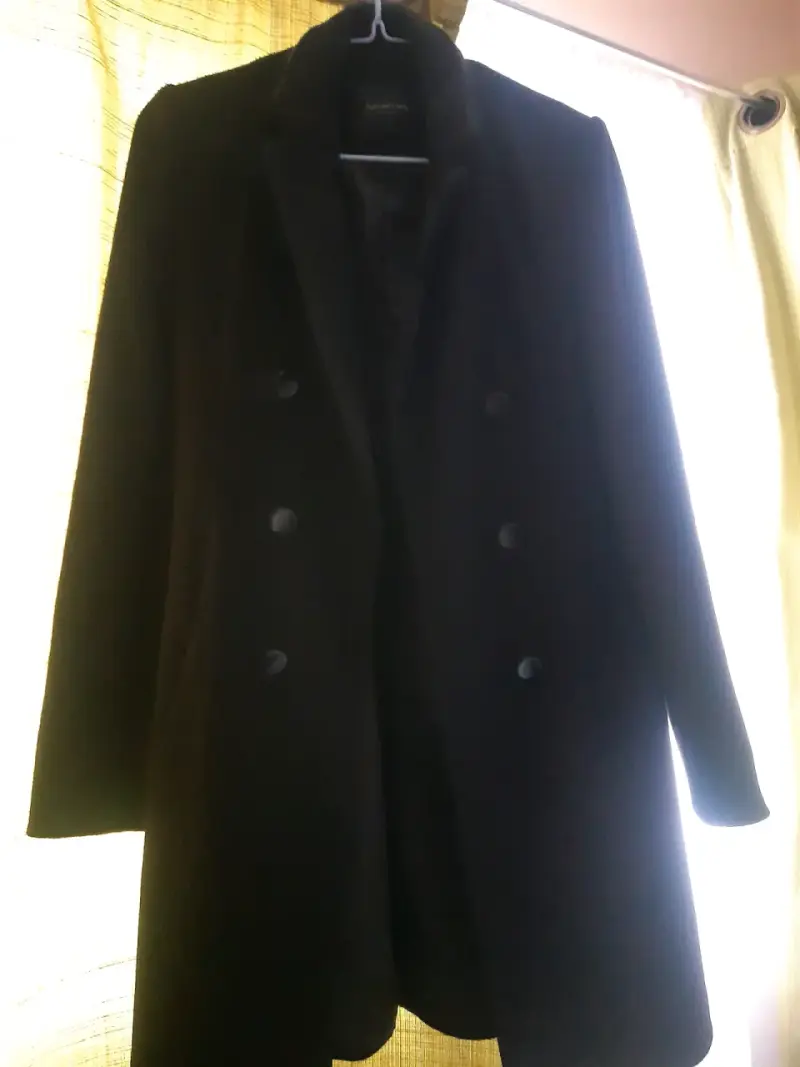 Abrigo negro elegante de tope, talla xs - 2