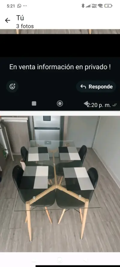 Mesa de vidrio con sillas - miniatura 2