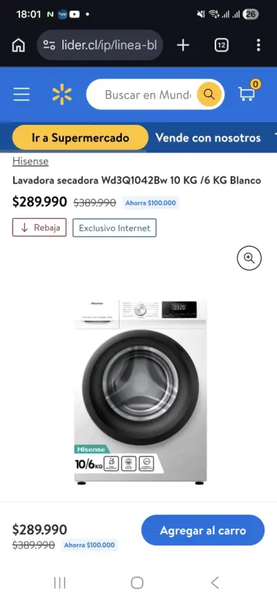 Lavadora secadora Hisense 10/6 KG - miniatura 1