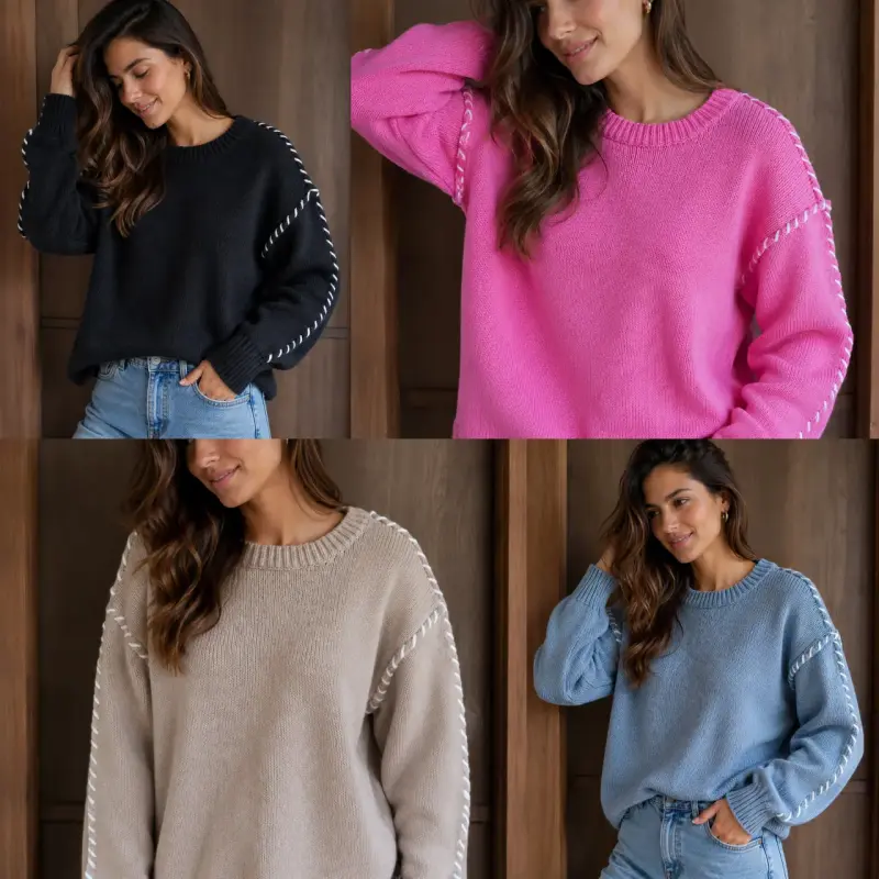 Suéter de lana con costuras decorativas