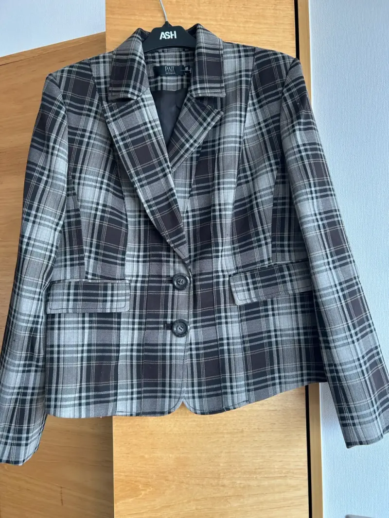 Blazer cuadro gris mujer
