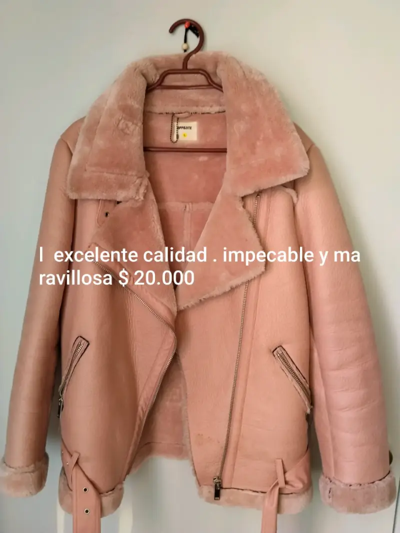 Chaqueta de piel sintética rosa - 1